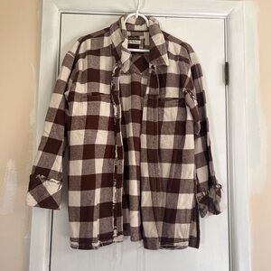 We the Free brown checked buttondown